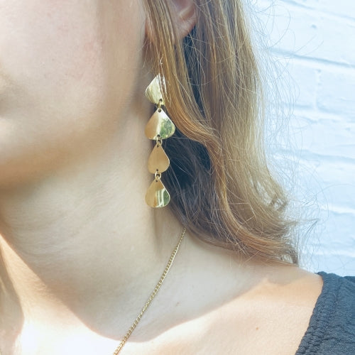 Geometric Tiered Brass Drop Earrings - Best Today's Gifts