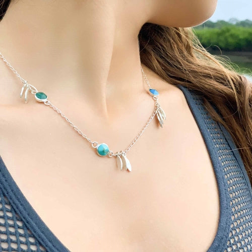 Necklace, Feathers and Turquoise - Best Today's Gifts