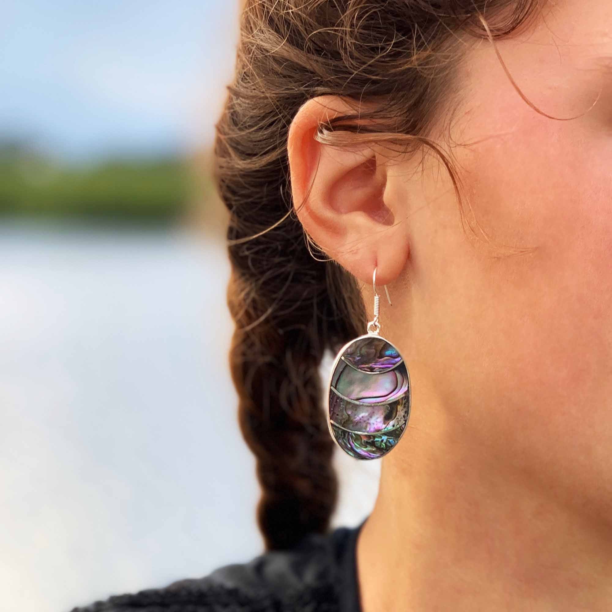 Banded Abalone Oval Earrings - Best Today's Gifts