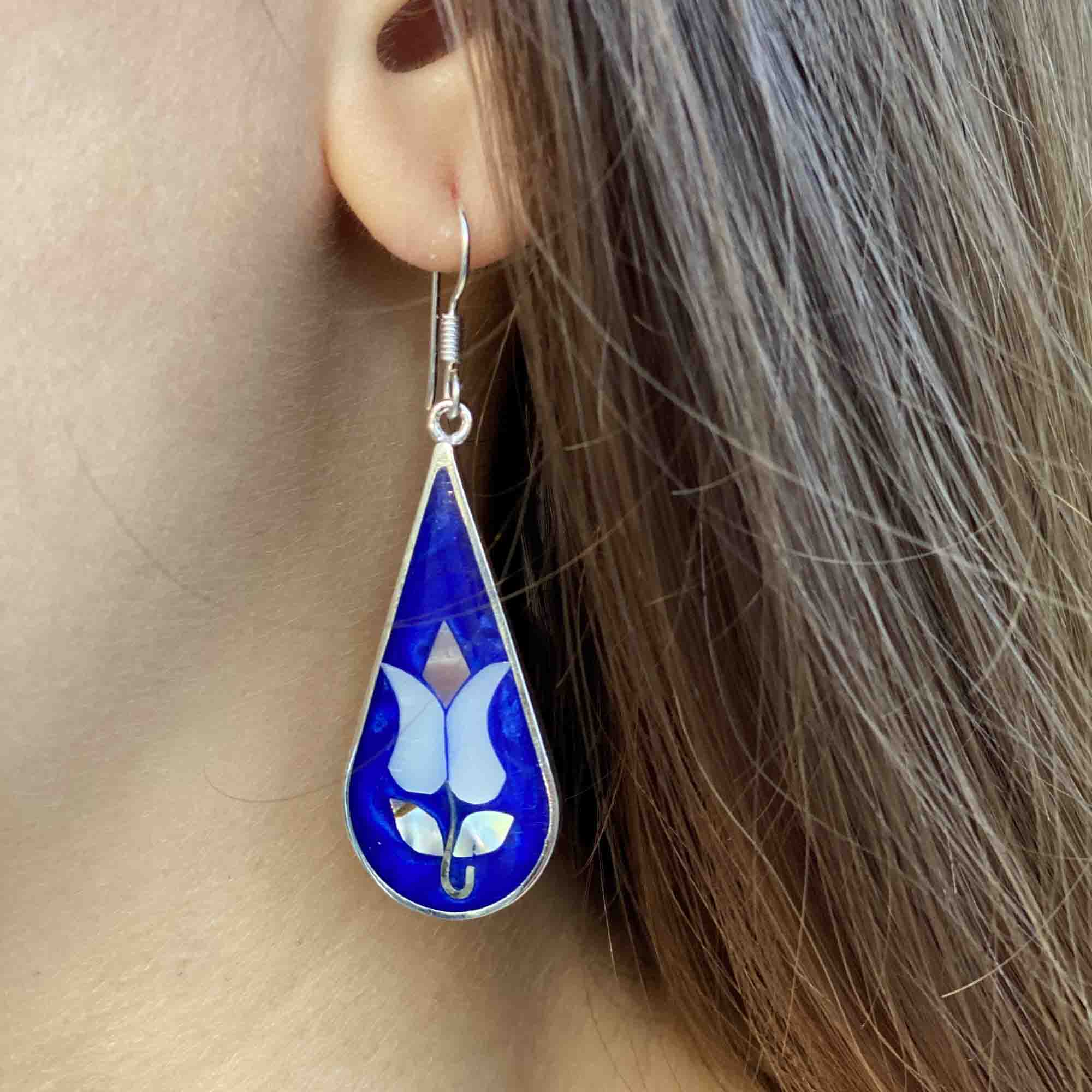 Tulip Abalone Teardrop Earrings