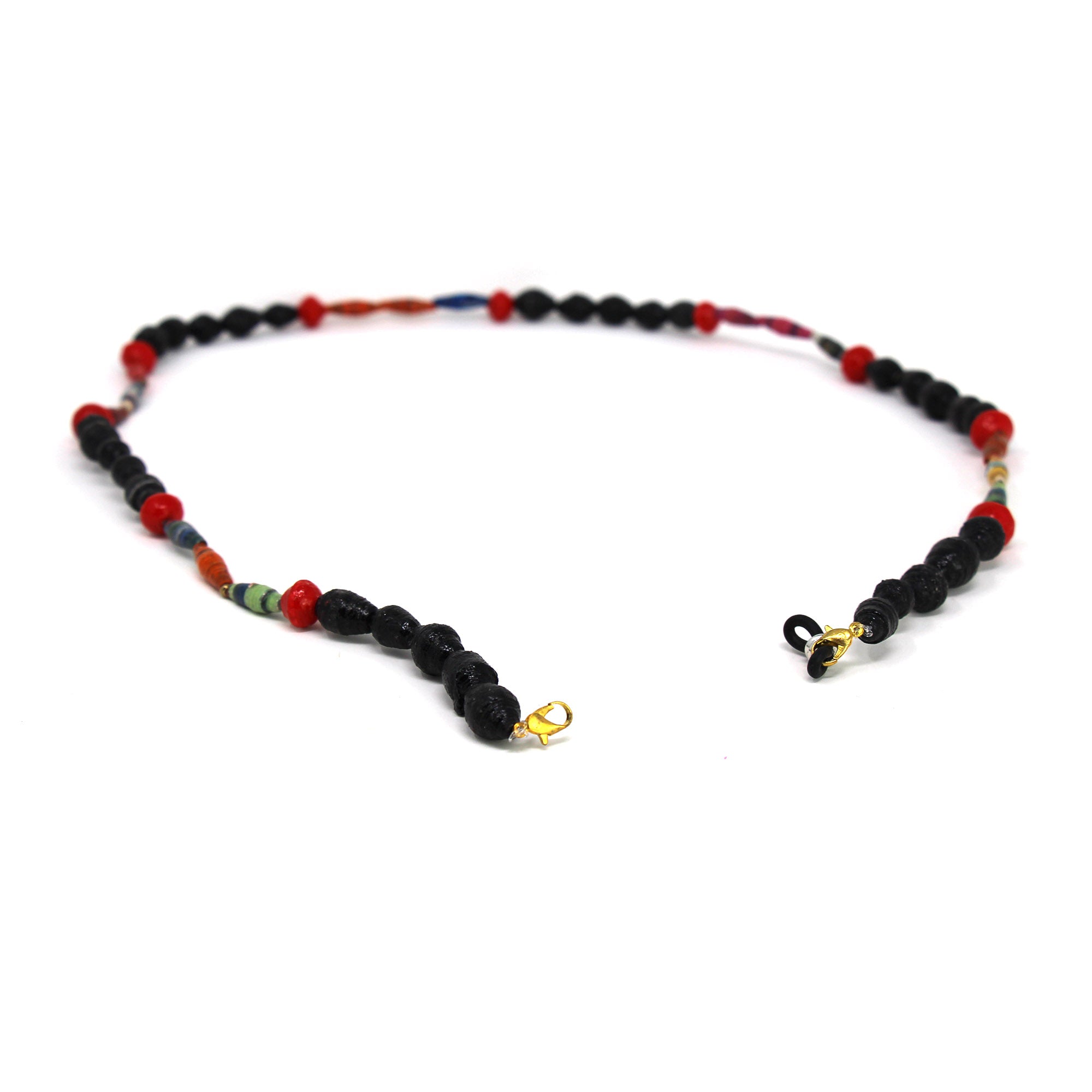 Face Mask/Eyeglass Paper Bead Chain, Black and Red - Best Today's Gifts