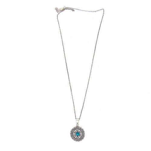 Jali Floral Turquoise Pendant Brass Necklace - Best Today's Gifts