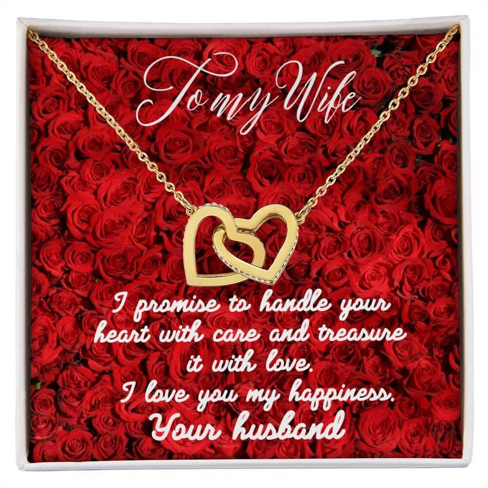 To My Wife Interlocking Hearts Necklace, Gift From Husband, Anniversary Gift for Wife, Sentimental Gift for Wife, Birthday Gift for Wife - Best Today's Gifts