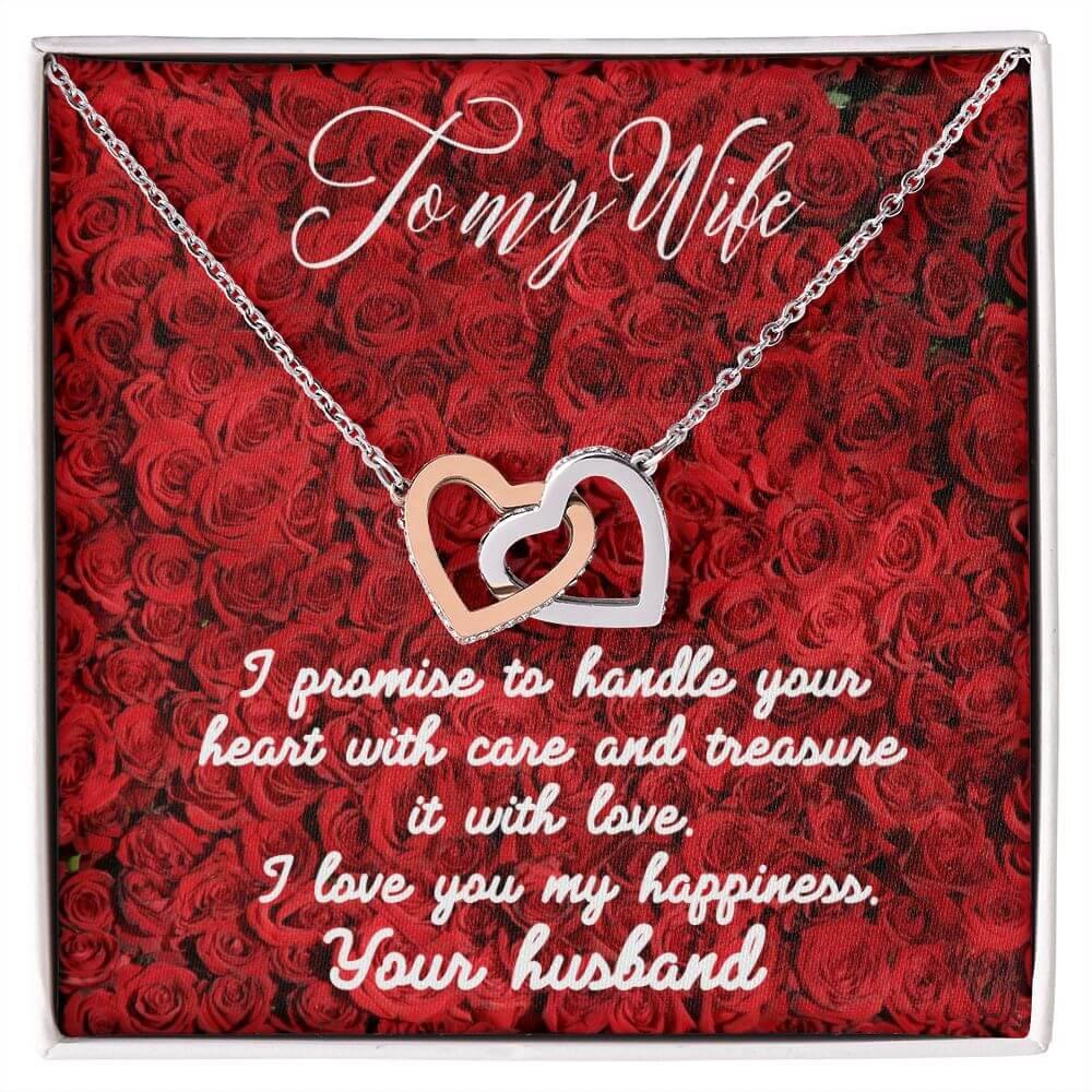 To My Wife Interlocking Hearts Necklace, Gift From Husband, Anniversary Gift for Wife, Sentimental Gift for Wife, Birthday Gift for Wife - Best Today's Gifts