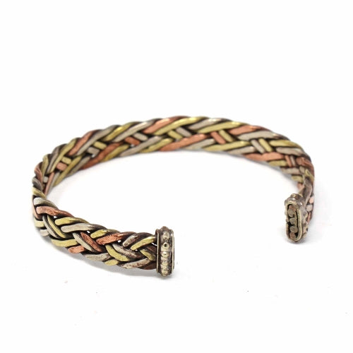 Copper and Brass Cuff Bracelet: Healing Weave - DZI (J) - Best Today's Gifts