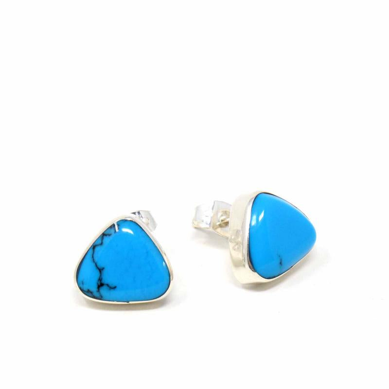 Sterling Silver Earrings, Triangle with Turquoise - Best Today's Gifts