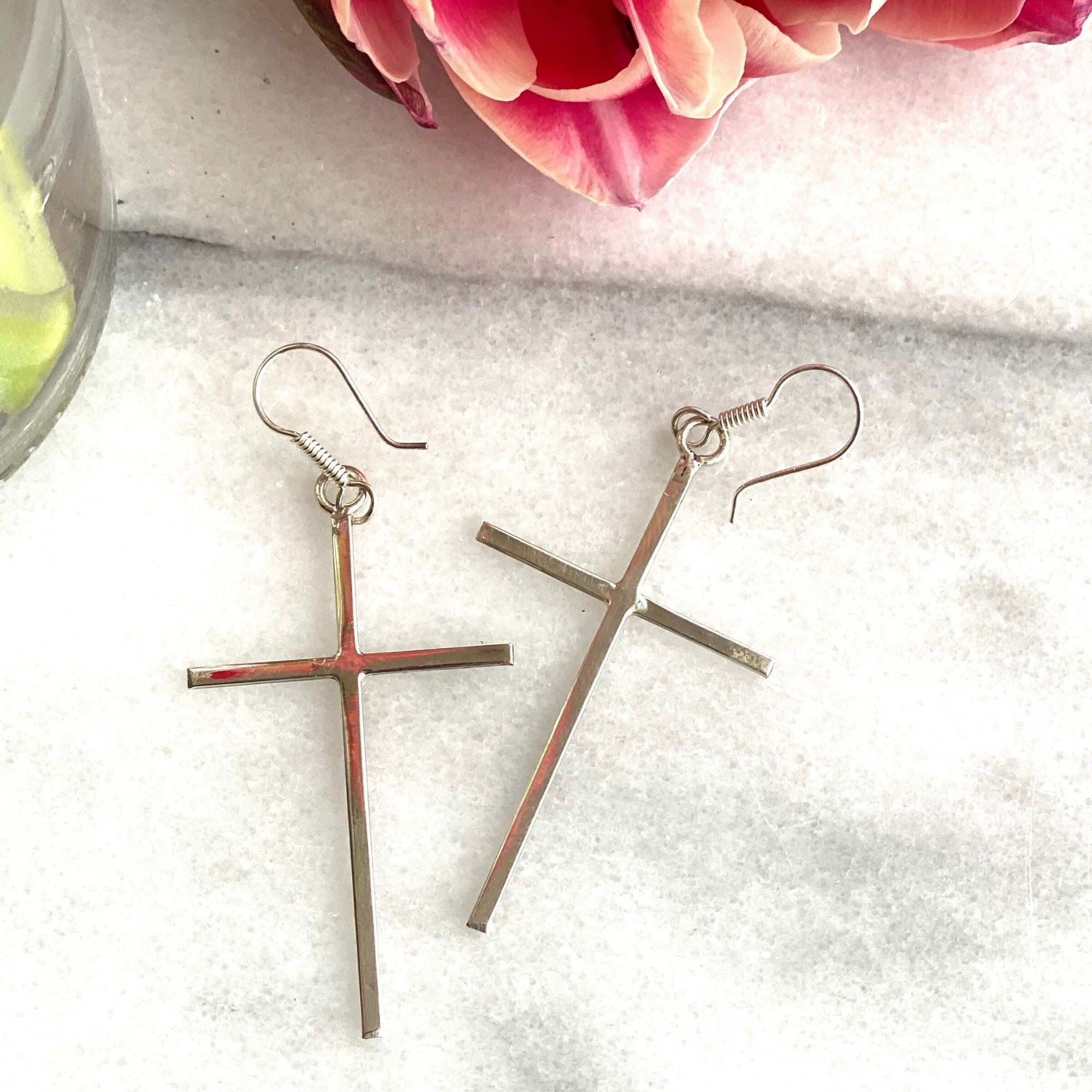 Sterling Silver Cross Drop Earrings - Best Today's Gifts