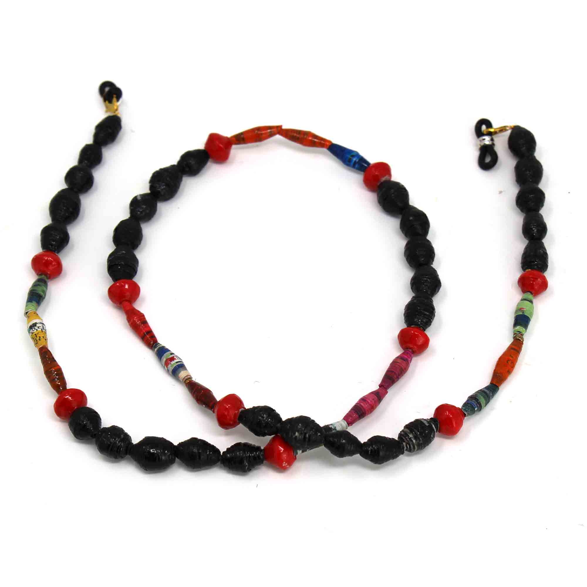 Face Mask/Eyeglass Paper Bead Chain, Black and Red - Best Today's Gifts