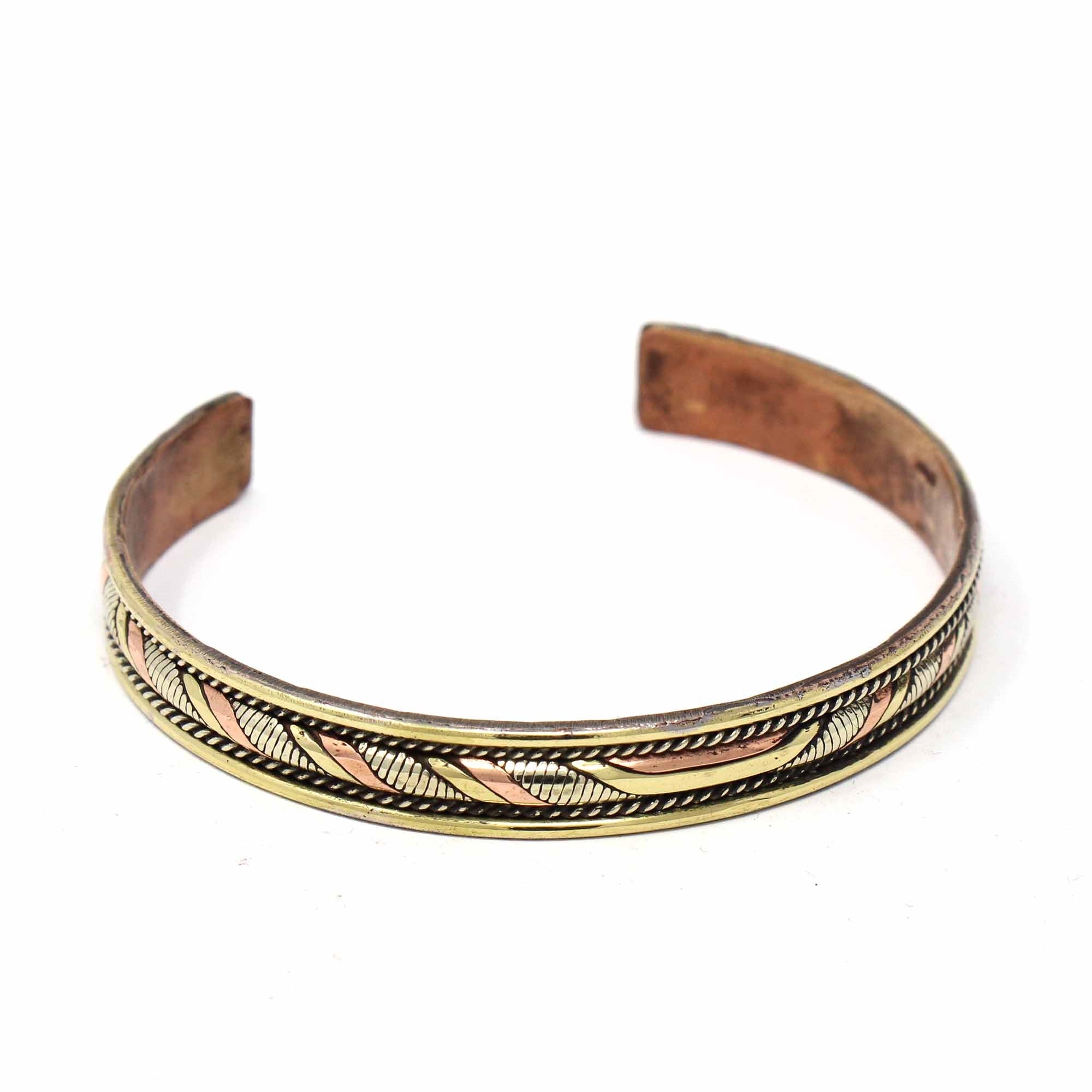 Copper and Brass Cuff Bracelet: Healing Twist - DZI (J) - Best Today's Gifts