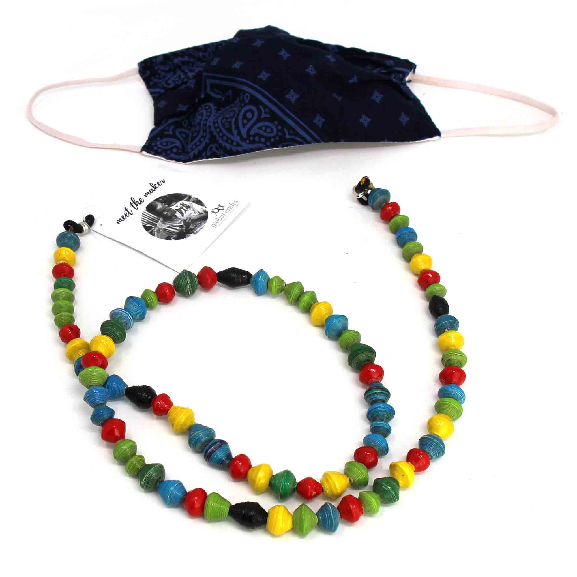 Face Mask/Eyeglass Paper Bead Chain, Colorful Round Beads - Best Today's Gifts