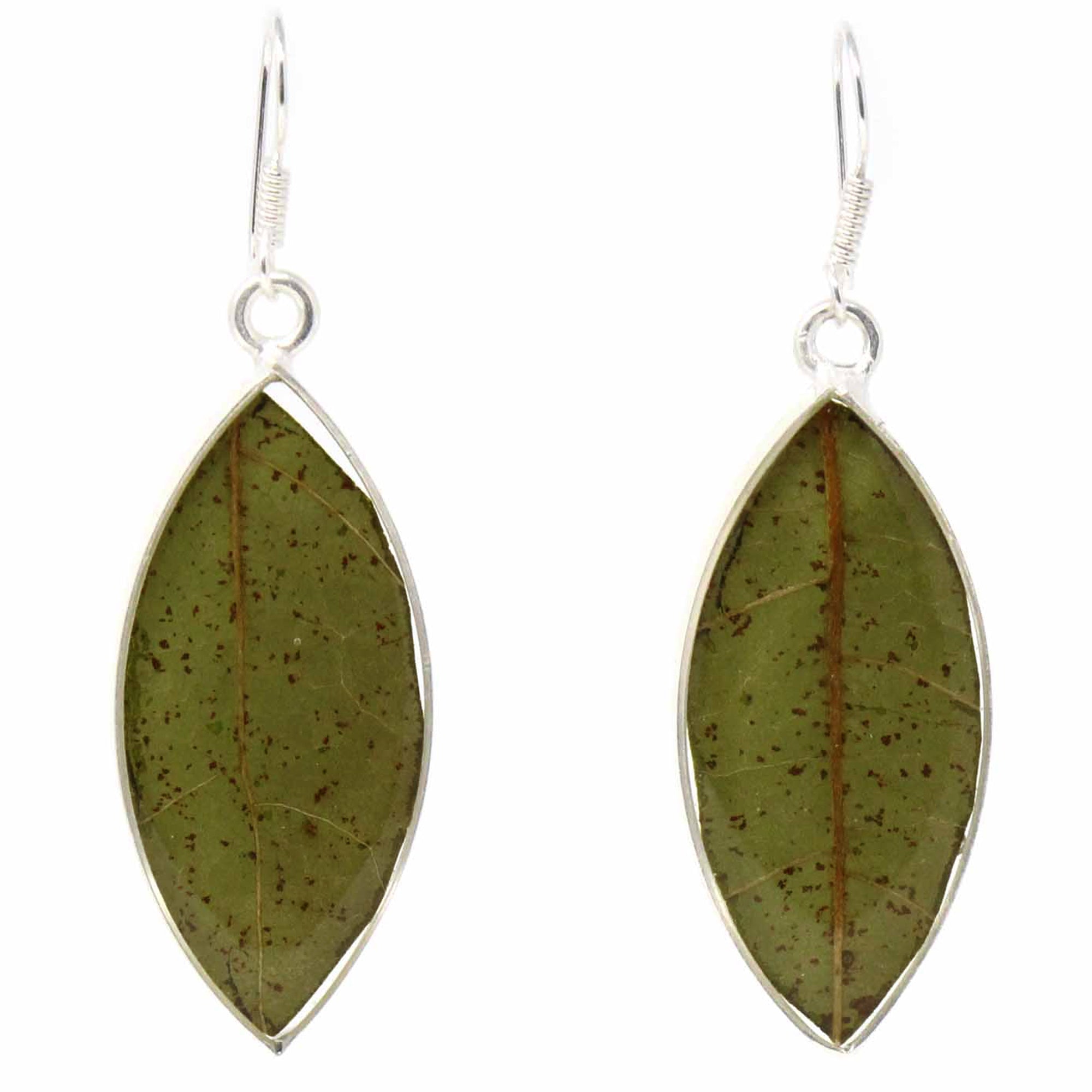 Earrings, Natural Leaf in Resin - Best Today's Gifts