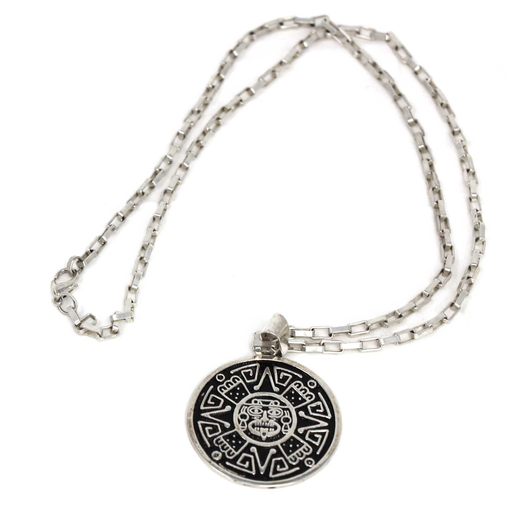 Alpaca Silver Aztec Face Pendant with Chain - Best Today's Gifts