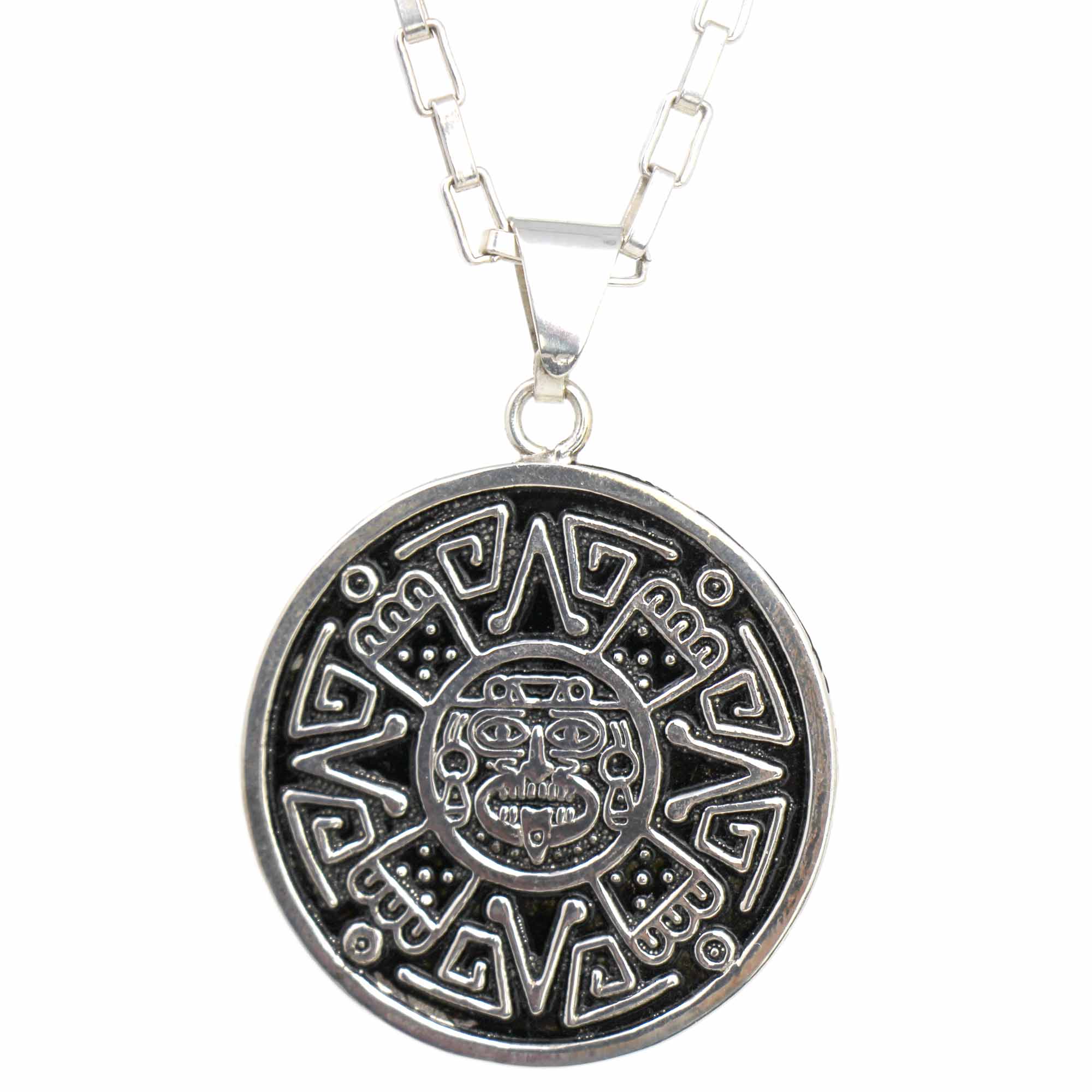 Alpaca Silver Aztec Face Pendant with Chain - Best Today's Gifts