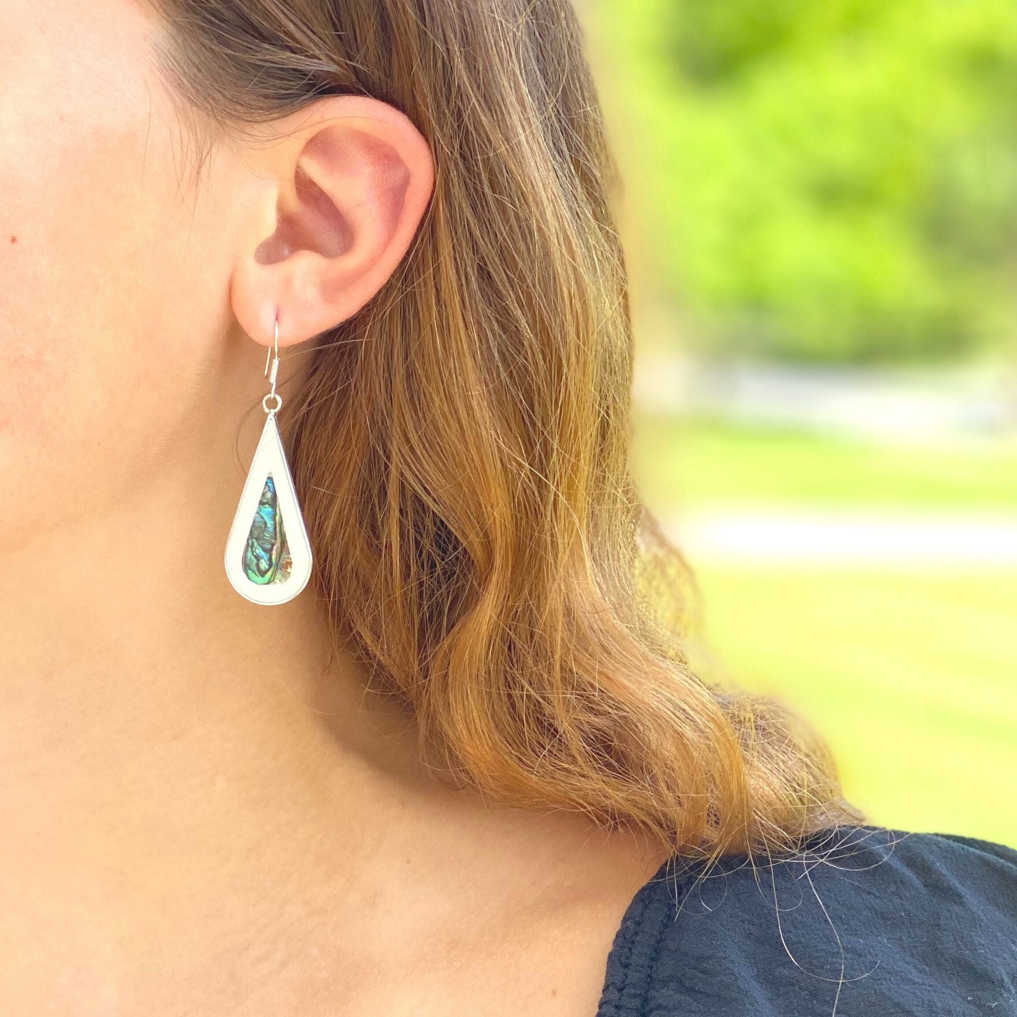 Teardrop Abalone and Mother of Pearl Drop Earrings - Best Today's Gifts