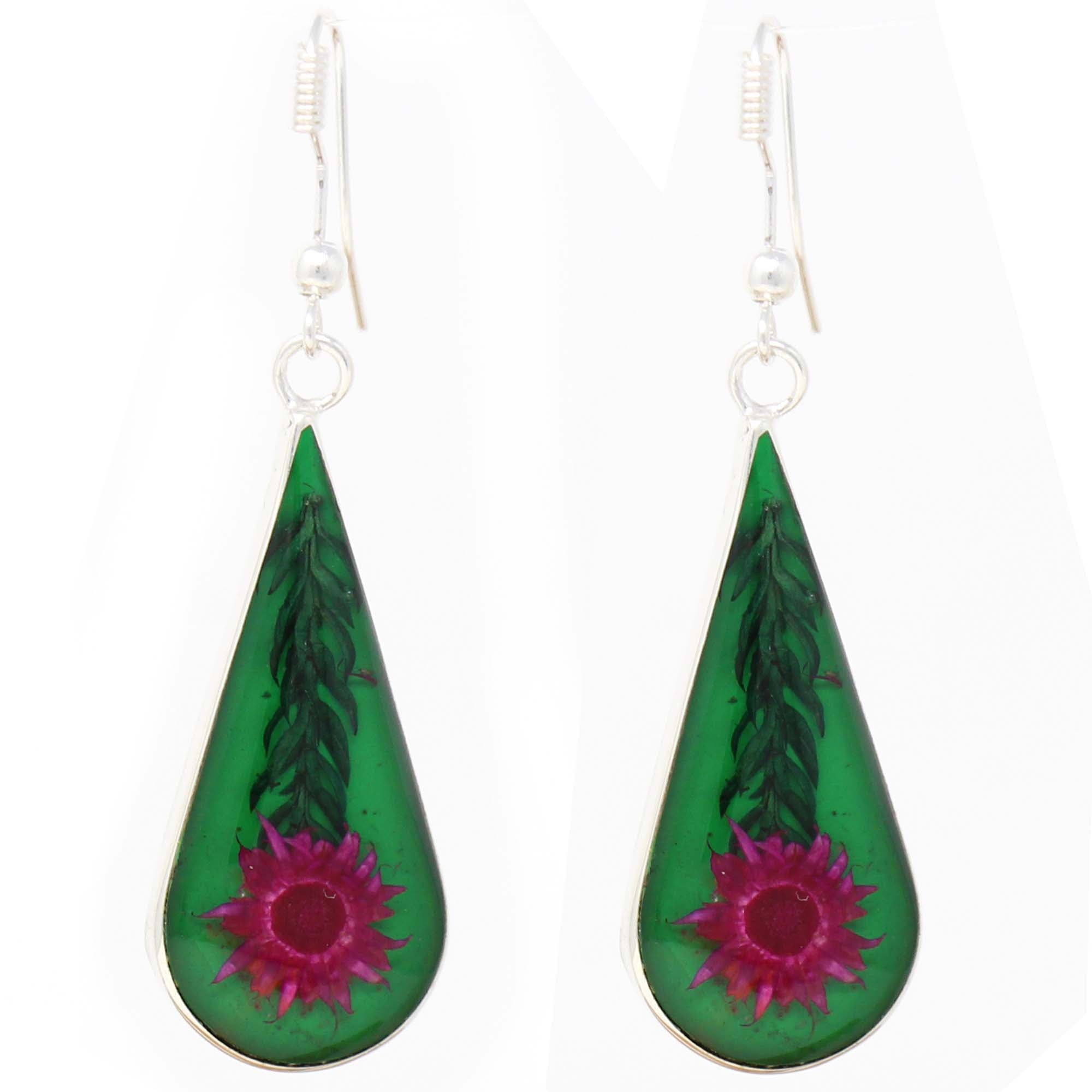 Pink Pressed Flower Teardrop Earrings - Best Today's Gifts