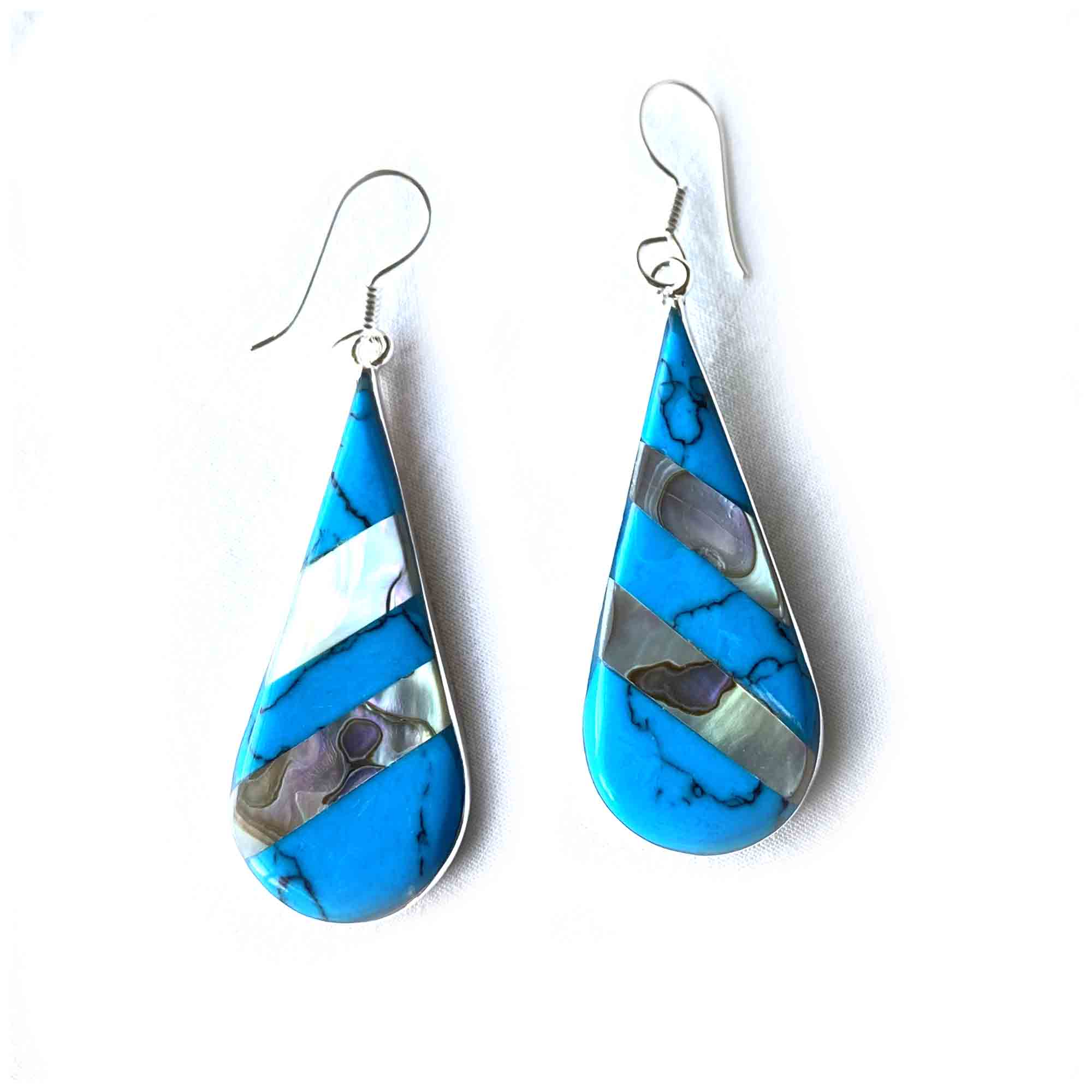 Abalone & Turquoise Striped Teardrop Earrings - Best Today's Gifts