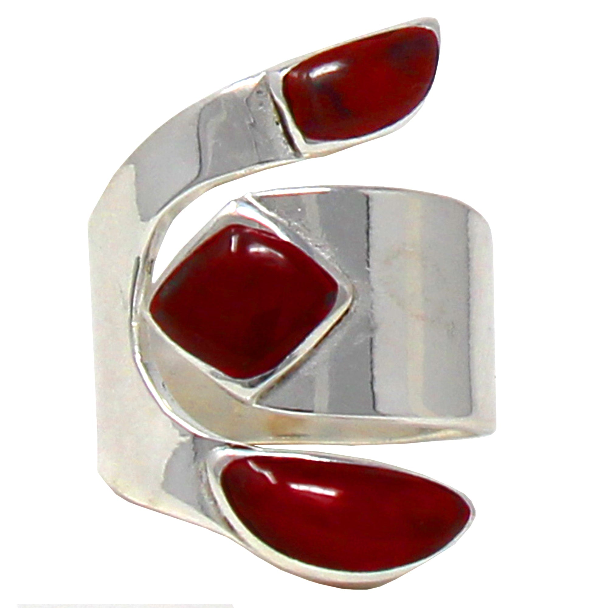 Wide Red Jasper and Silver Ring - Size 8 - Best Today's Gifts