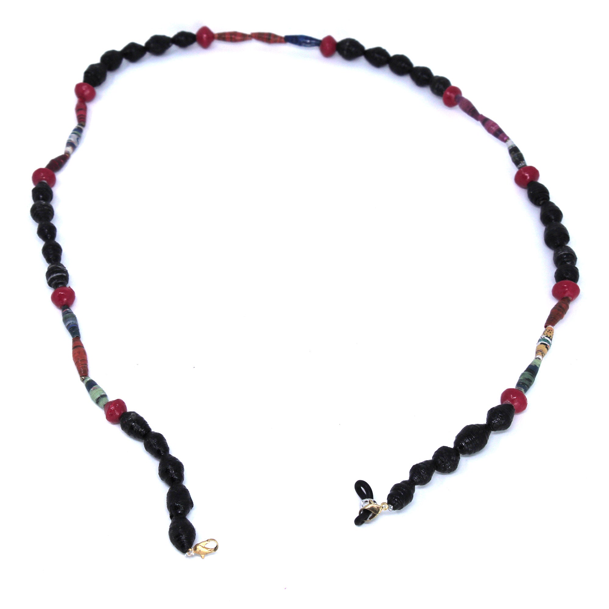 Face Mask/Eyeglass Paper Bead Chain, Black and Red - Best Today's Gifts