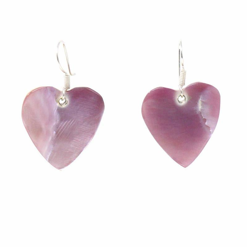 Earrings, Pink Mother of Pearl Hearts - Best Today's Gifts